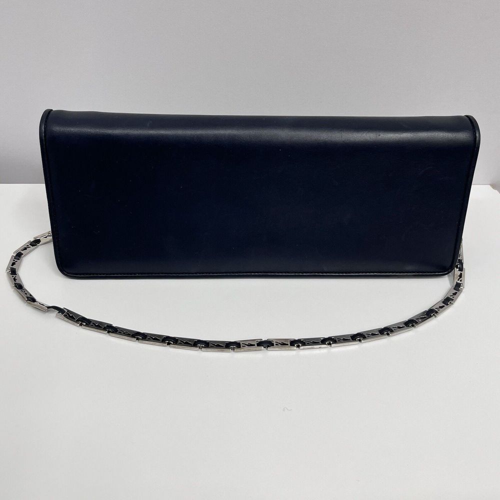 Vintage Salvatore Ferragamo Leather‎ Shoulder Bag or Clutch Navy Blue Rectangle - Picture 2 of 15
